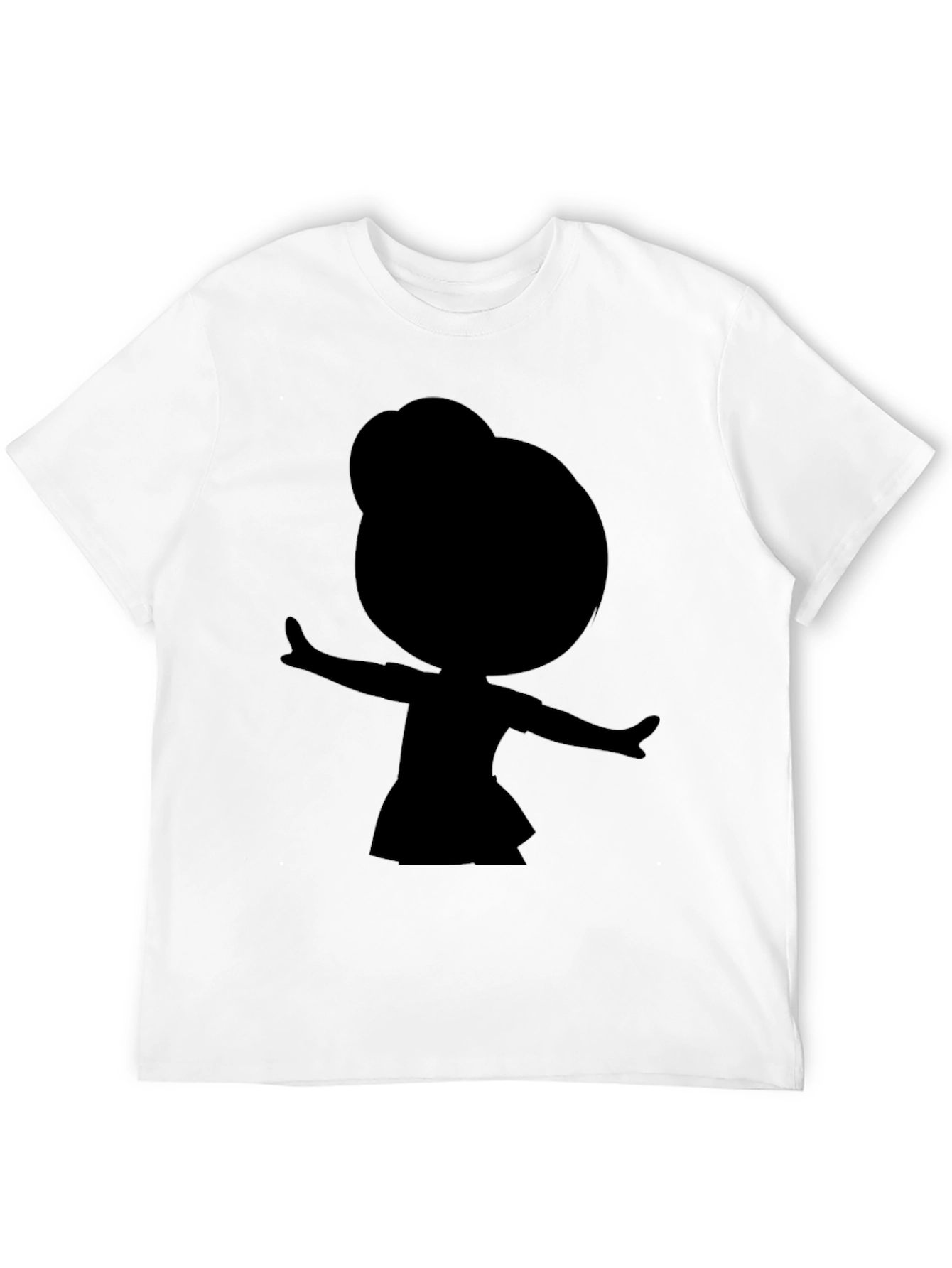 Black Silhouette Cartoon Girl Black T-Shirt view 12