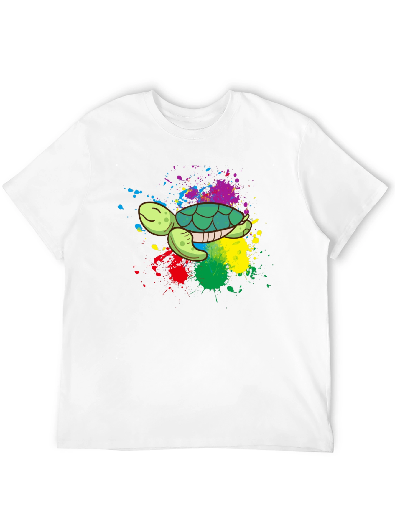 Black Colorful Turtle Graphic Tee - Black Cotton Blend view 12