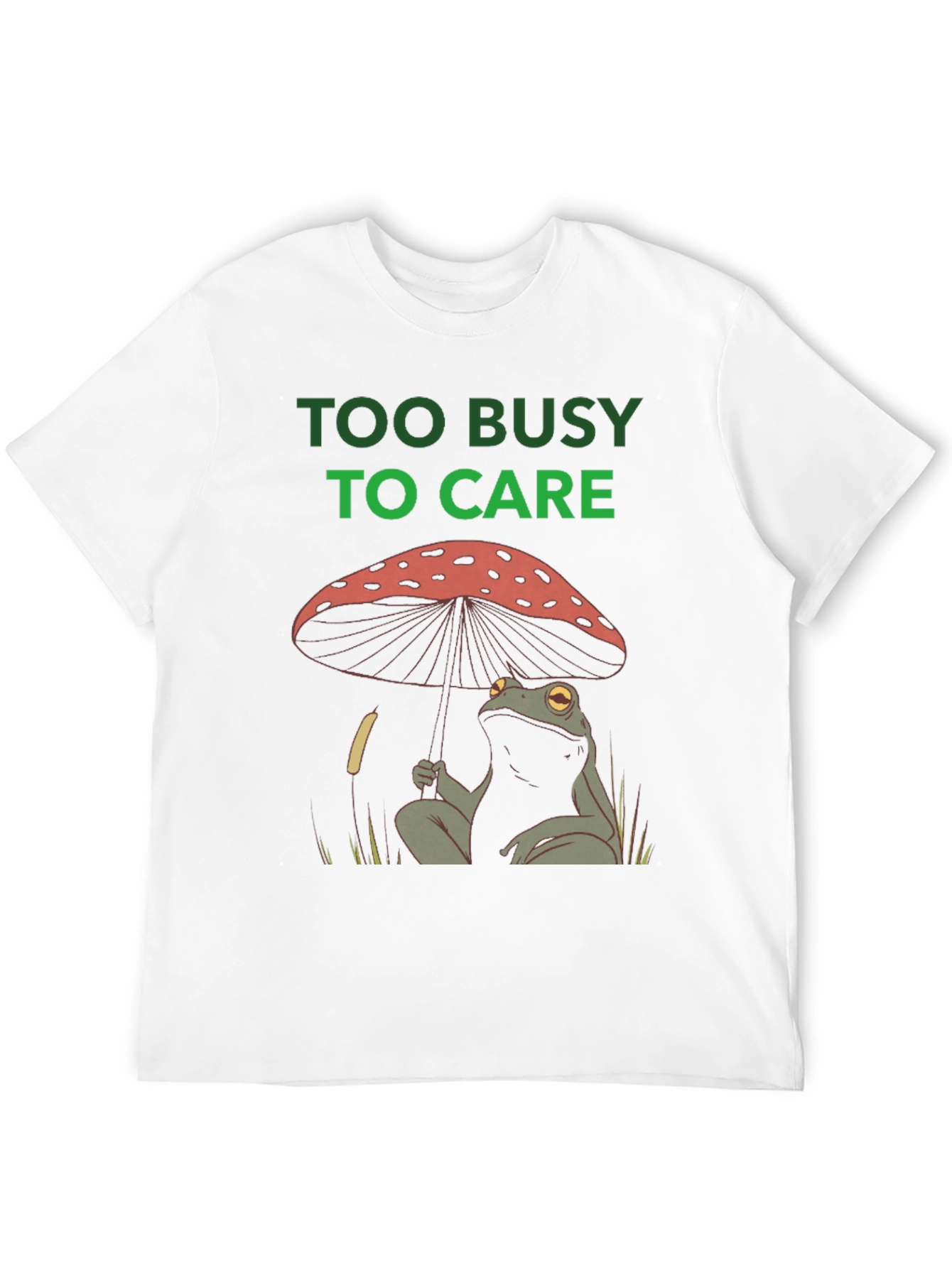 Black Too Busy to Care Frog Mushroom Graphic Tee view 12