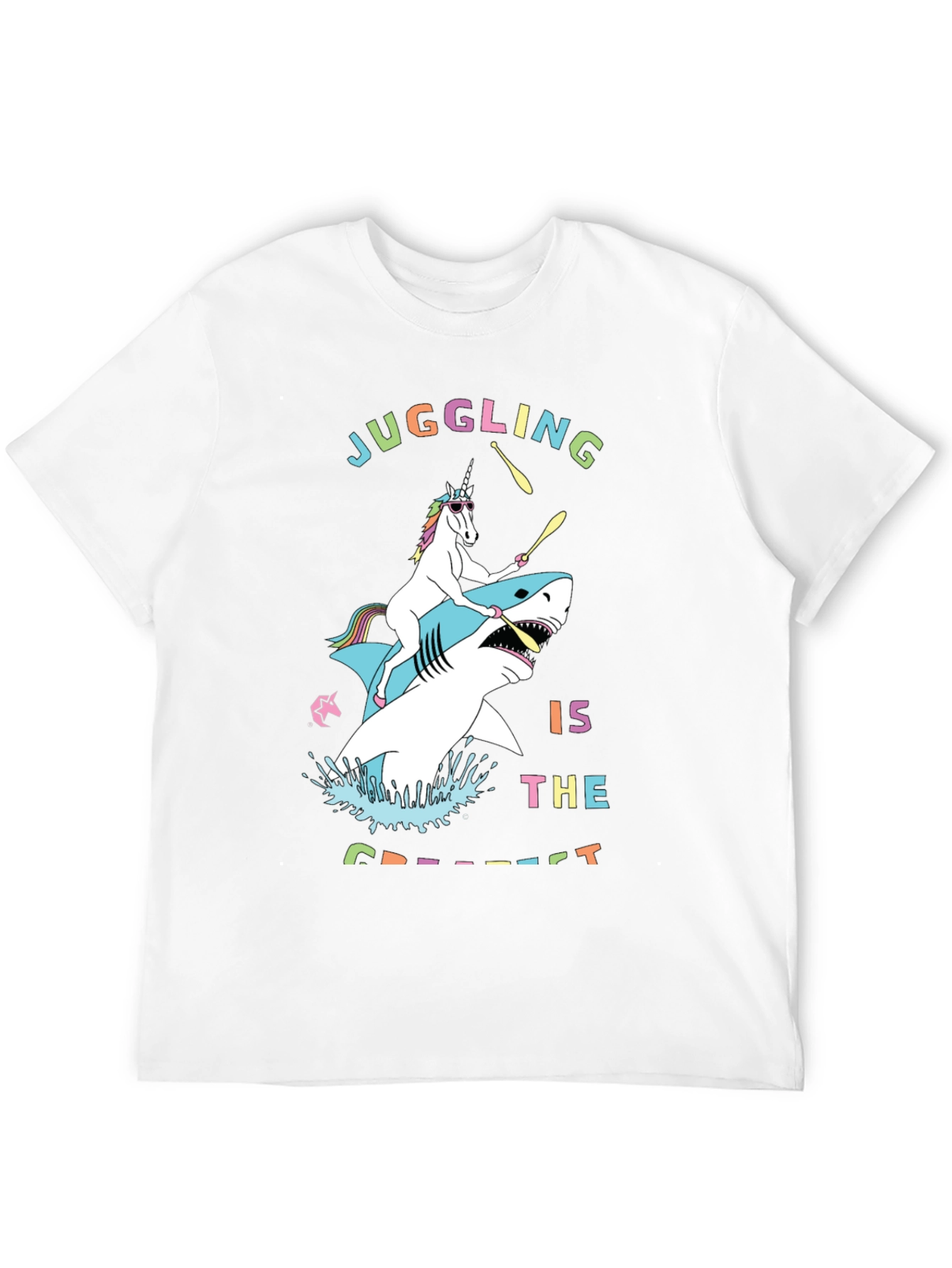 Black Juggling Unicorn Shark Graphic Tee view 12