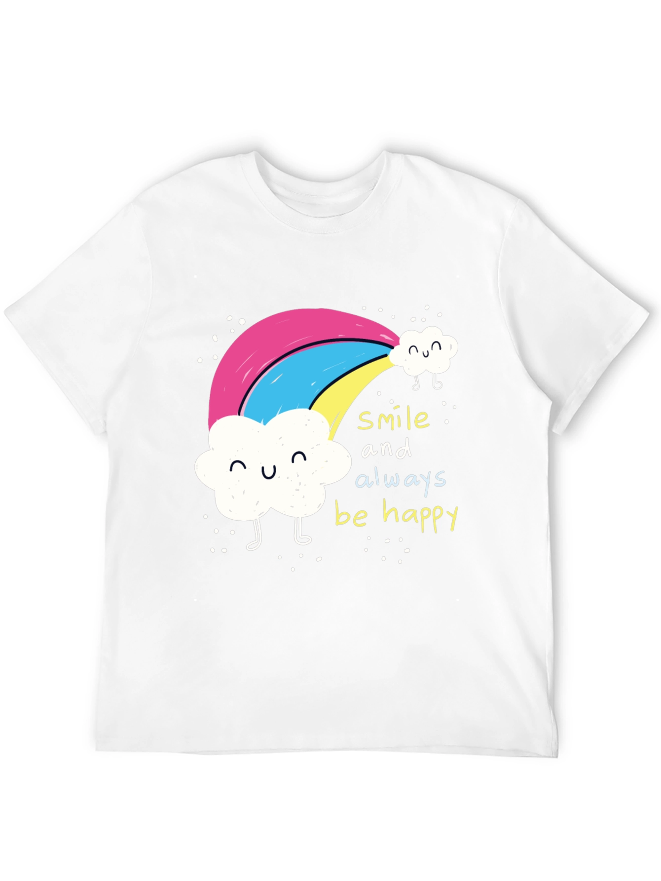 Black Smile Always Happy Rainbow Graphic Tee - Black view 12