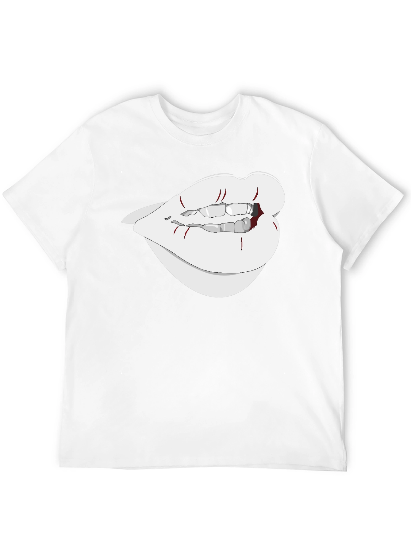 Black Graphic Lips Tee - Black Cotton Blend view 12