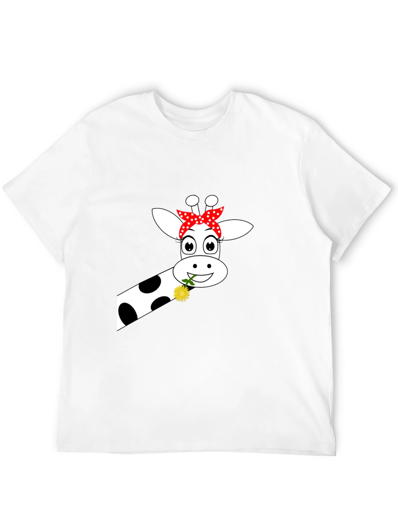 Black Giraffe with Flower Graphic Tee - Black view 12