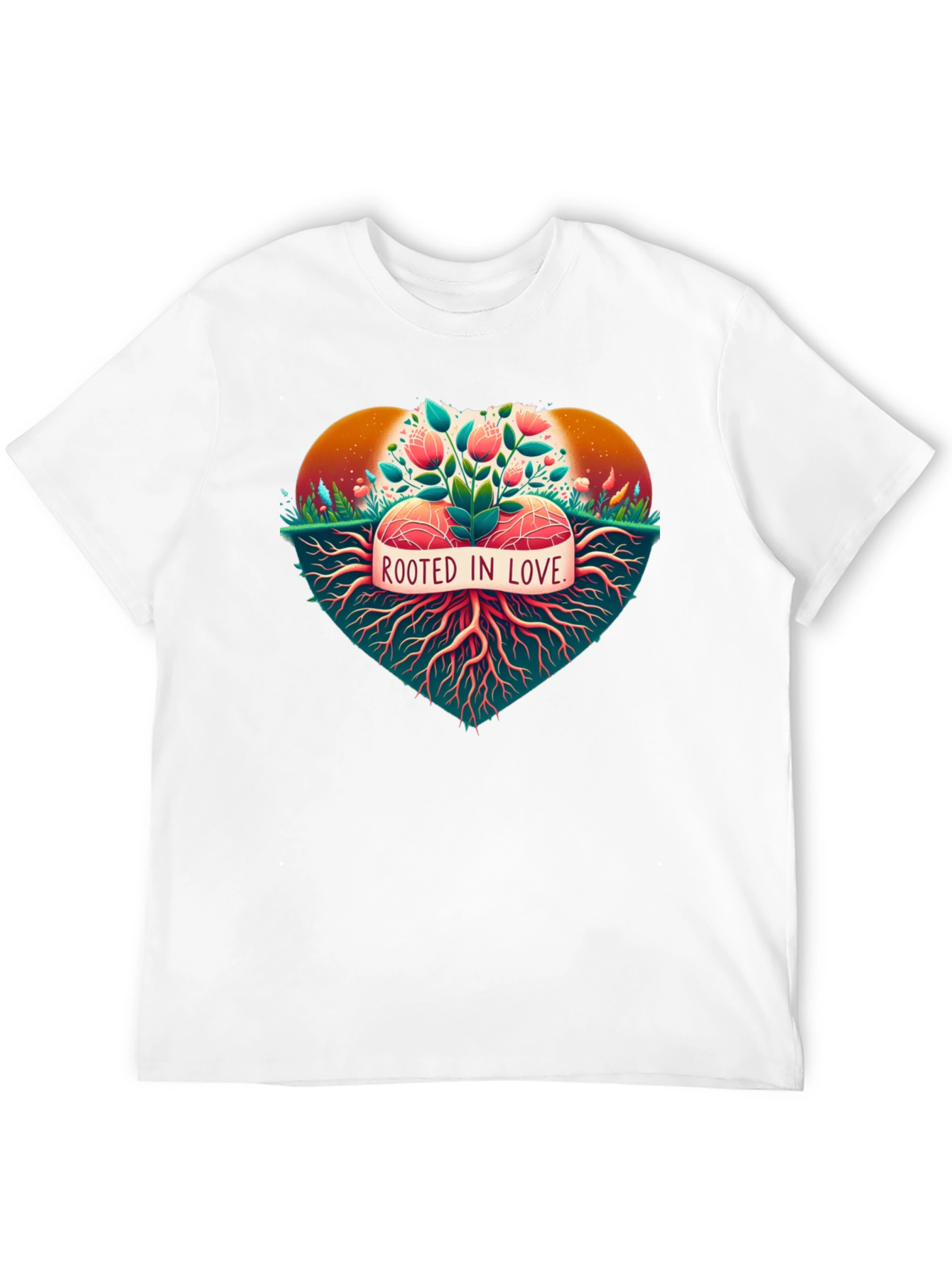 Black Rooted in Love Graphic Tee - Nature Heart Design view 12