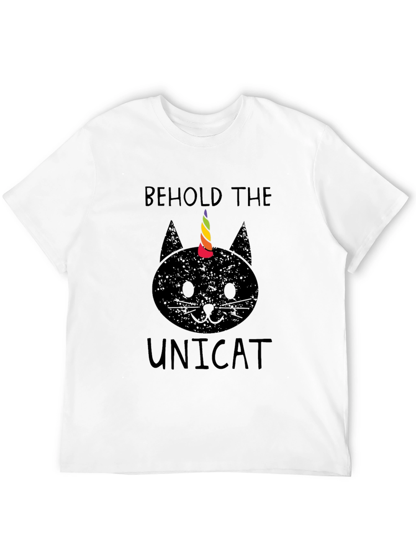 Black Behold the Unicat T-Shirt - Black Cotton Blend view 12