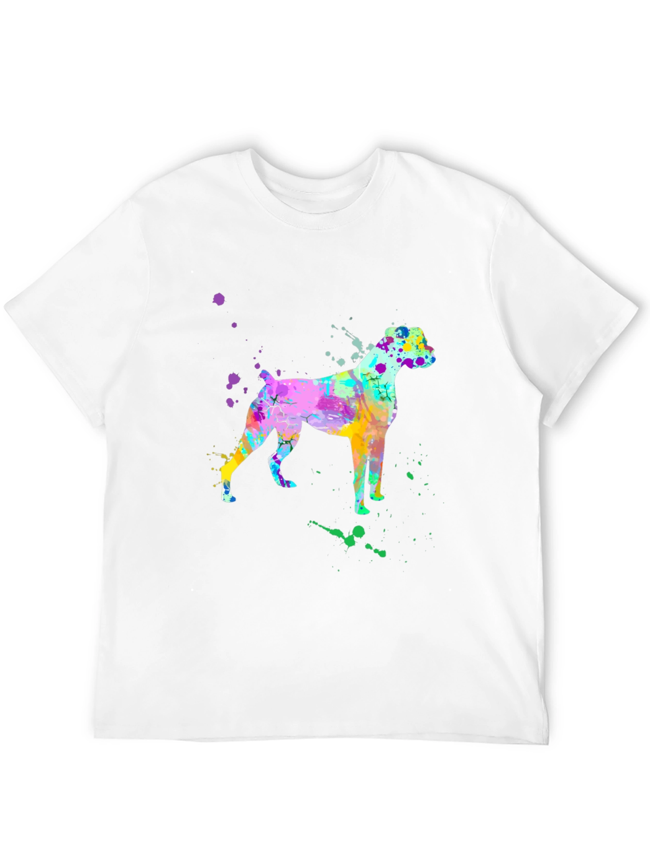 Black Watercolor Boxer Dog Graphic Tee - Trendy Men's Shirt view 12