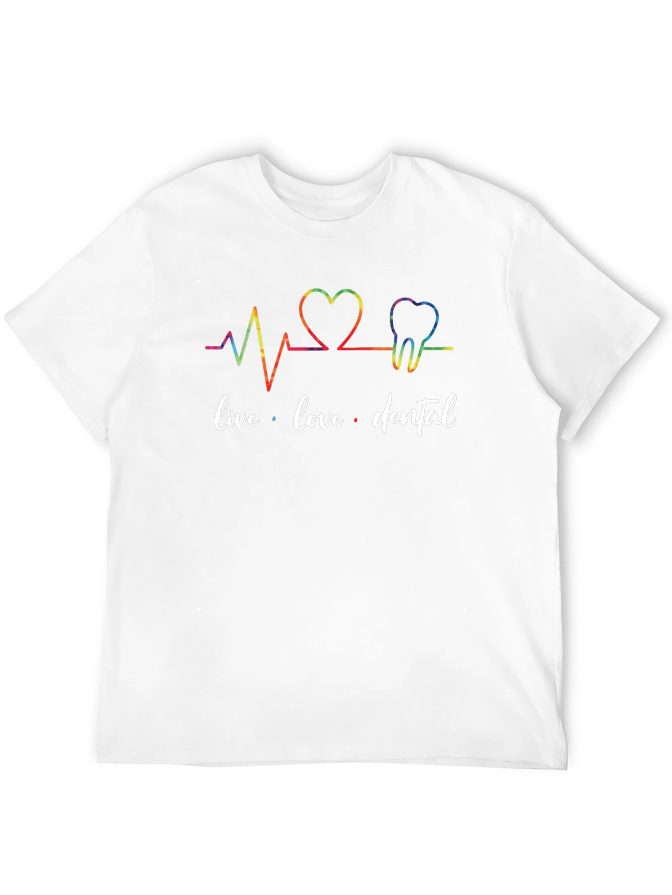 Black Live Love Dental T-Shirt Rainbow Dentist Heartbeat view 12