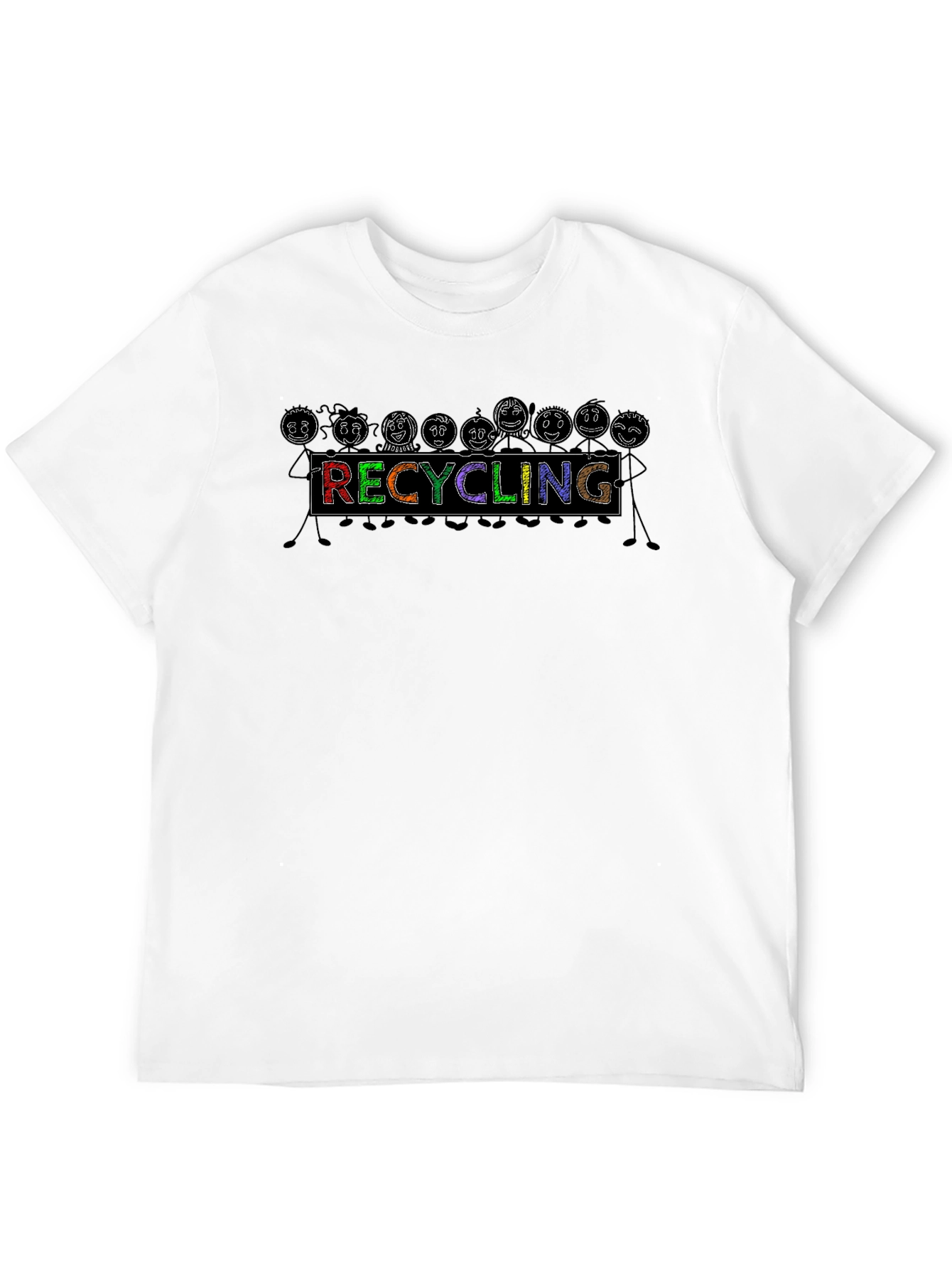 Black Recycling Cartoon T-Shirt - Eco-Friendly Tee view 12