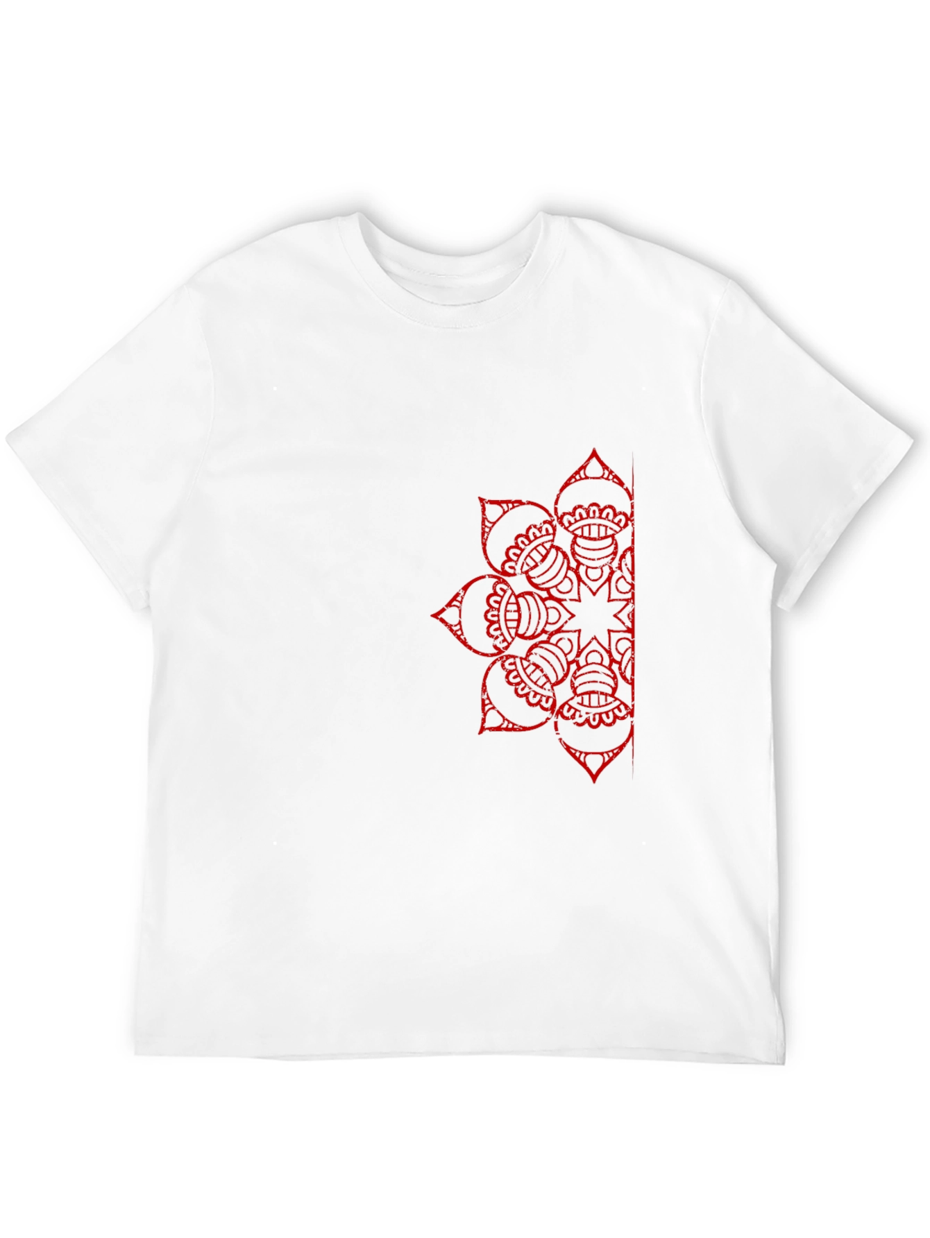 Black T-Shirt with Red Mandala Design - 12