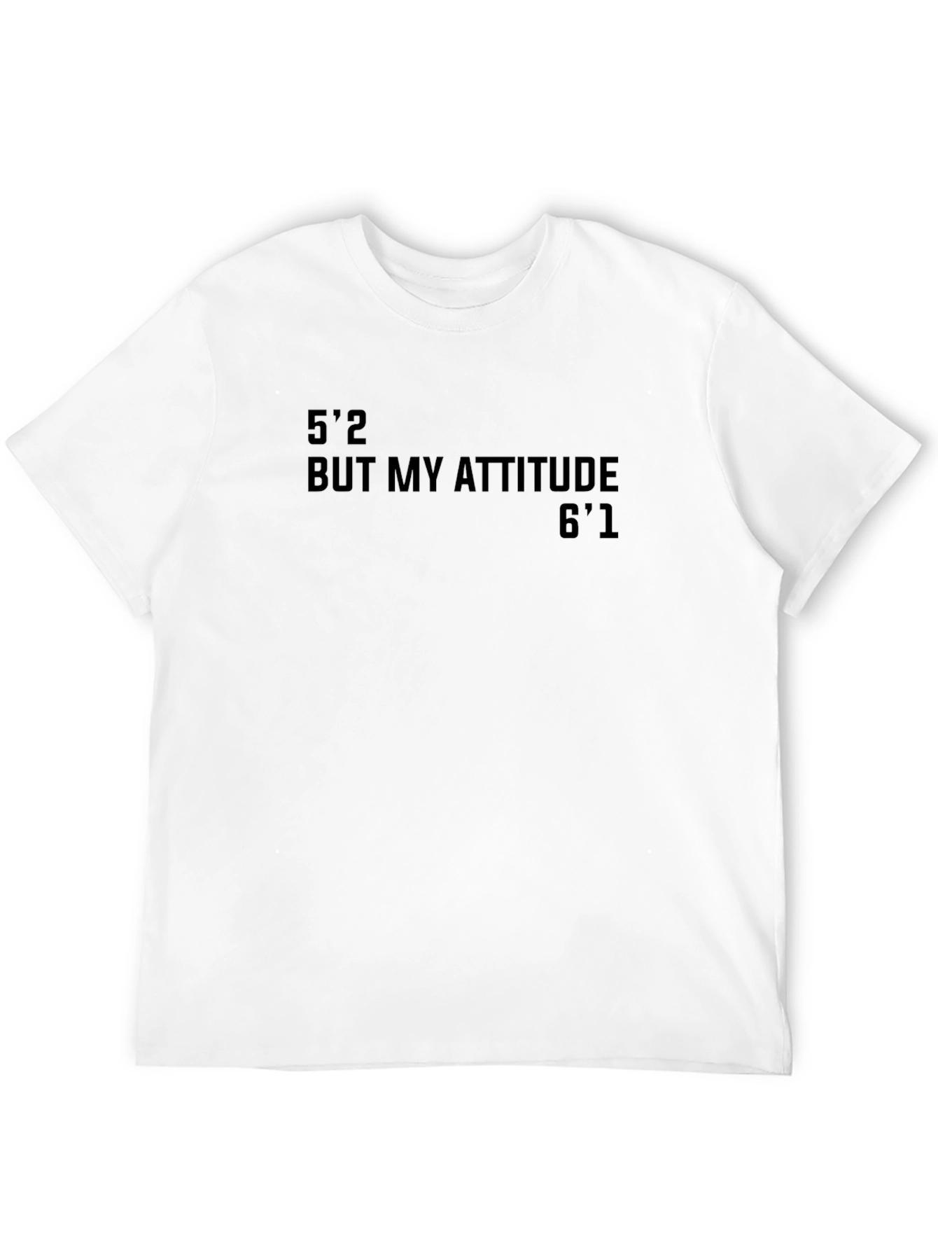 Black Attitude T-Shirt - Funny Height Humor Tee view 12