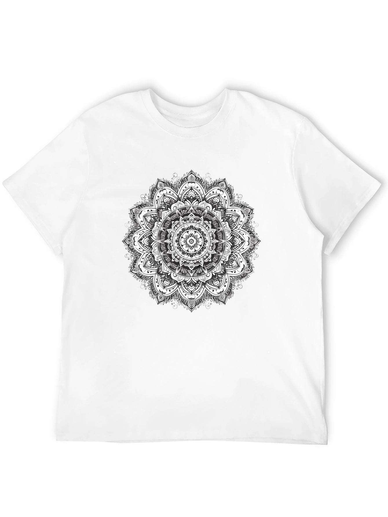 Black Men's Black T-Shirt with Mandala Print view 12