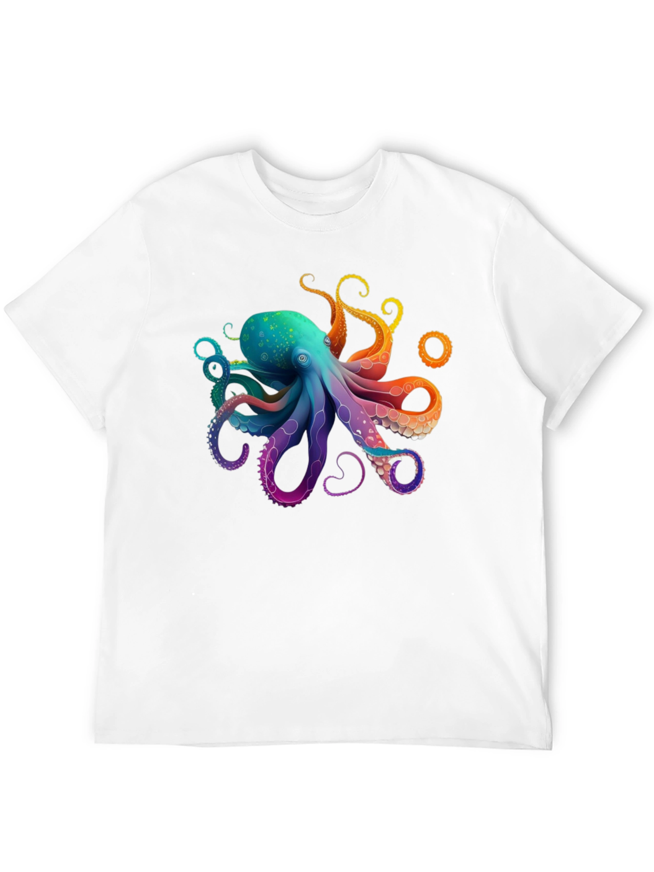 Black Rainbow Octopus Graphic T-Shirt - Black Cotton Blend view 12