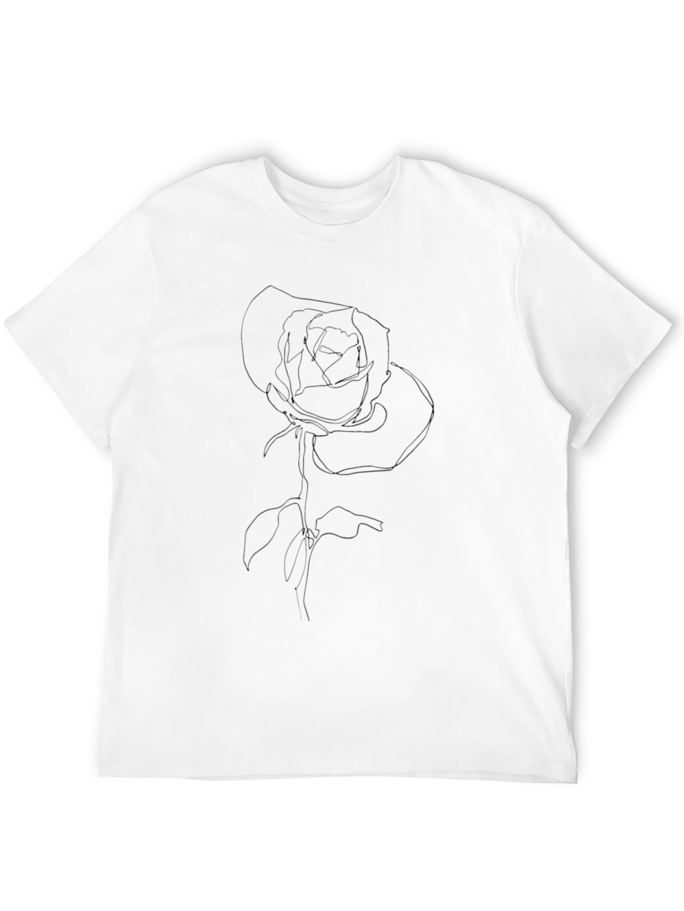 Rose Outline Graphic Tee - Soft Black Casual Shirt - 12