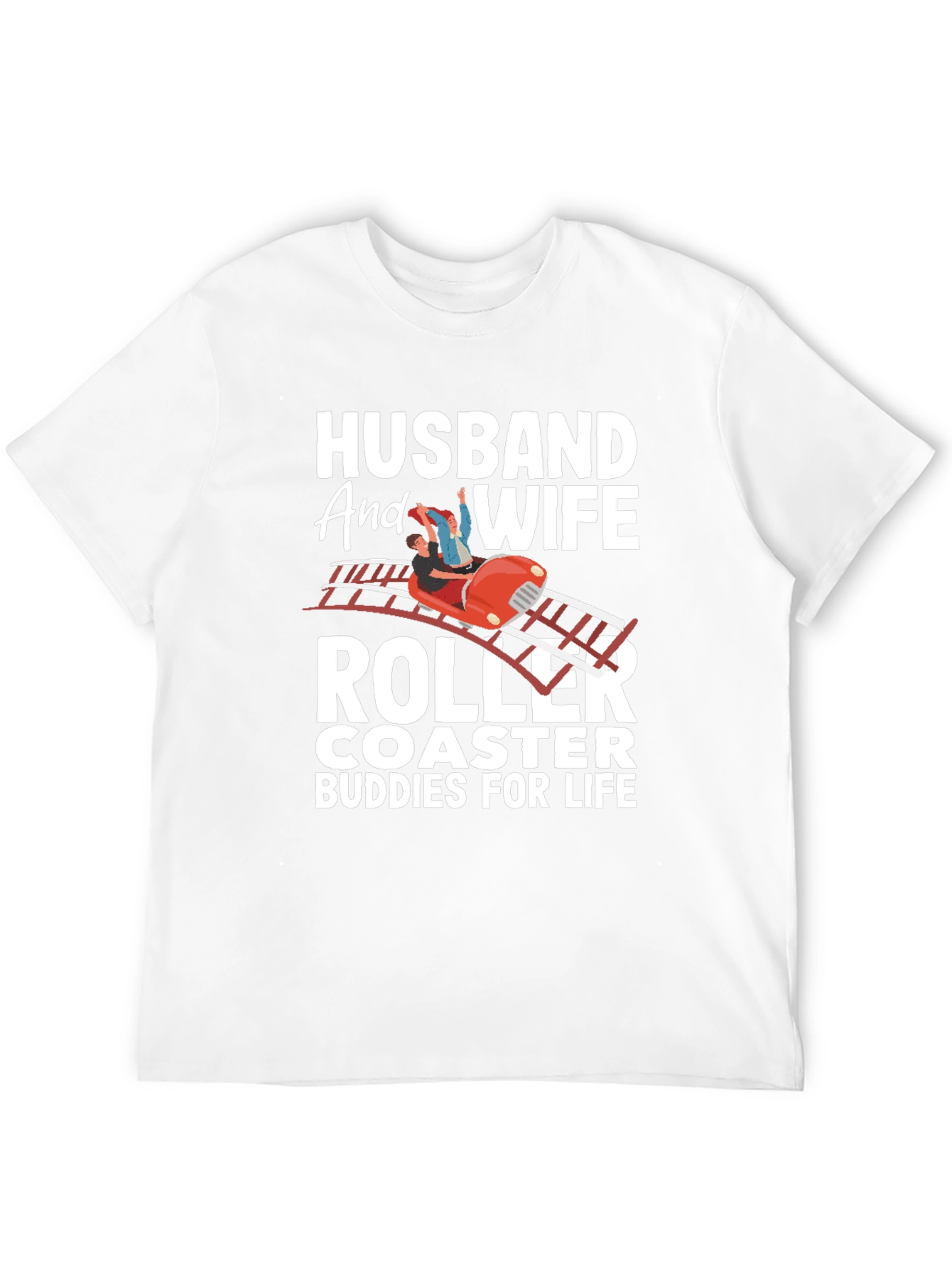 Black Husband and Wife Roller Coaster Buddies T-Shirt view 12