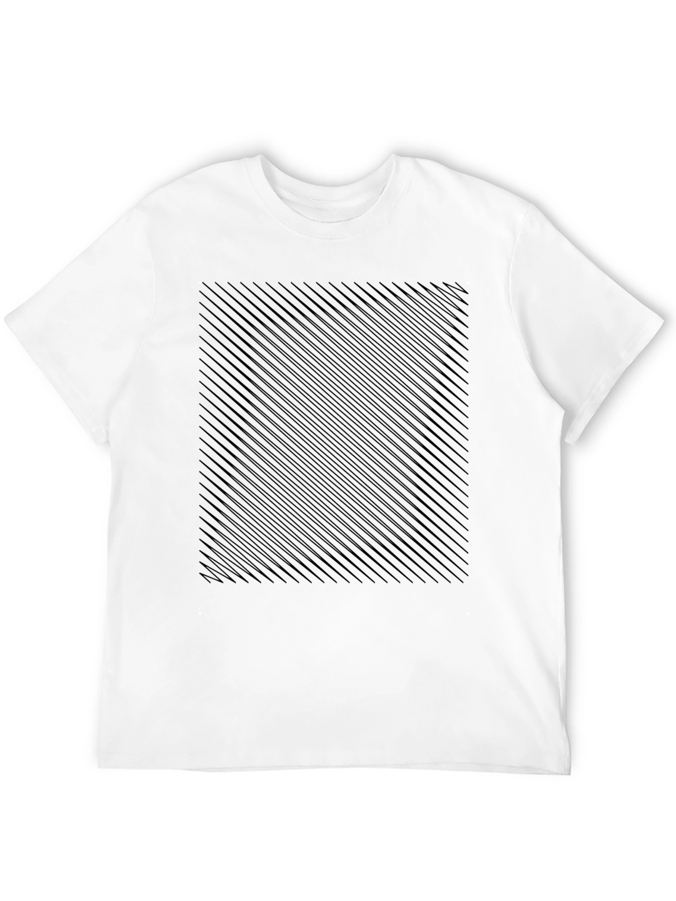 Black Men's Black Tee with Abstract Line Pattern view 12