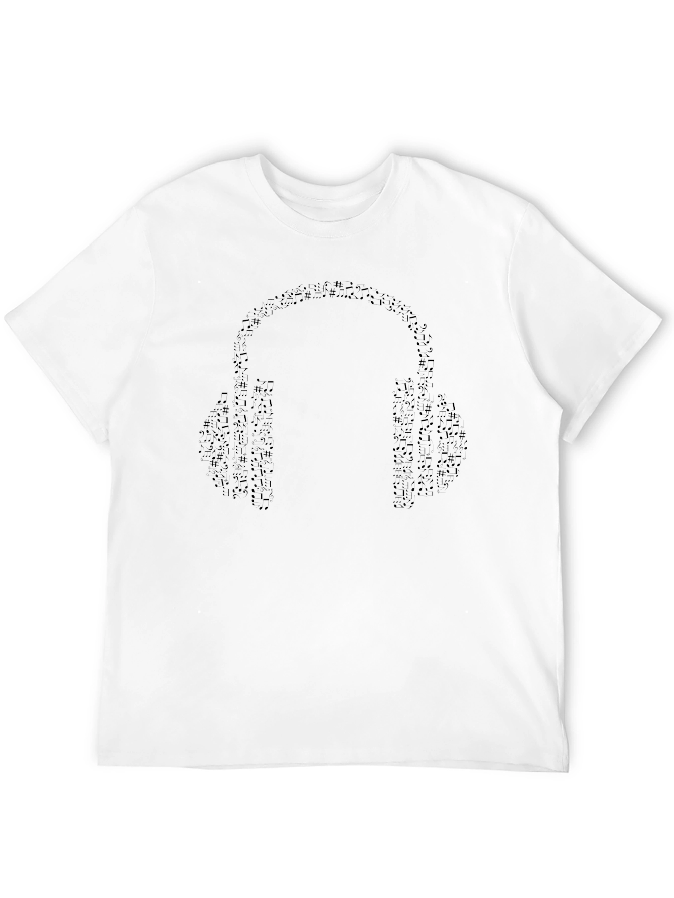 Black Music Note Headphones Black T-Shirt view 12