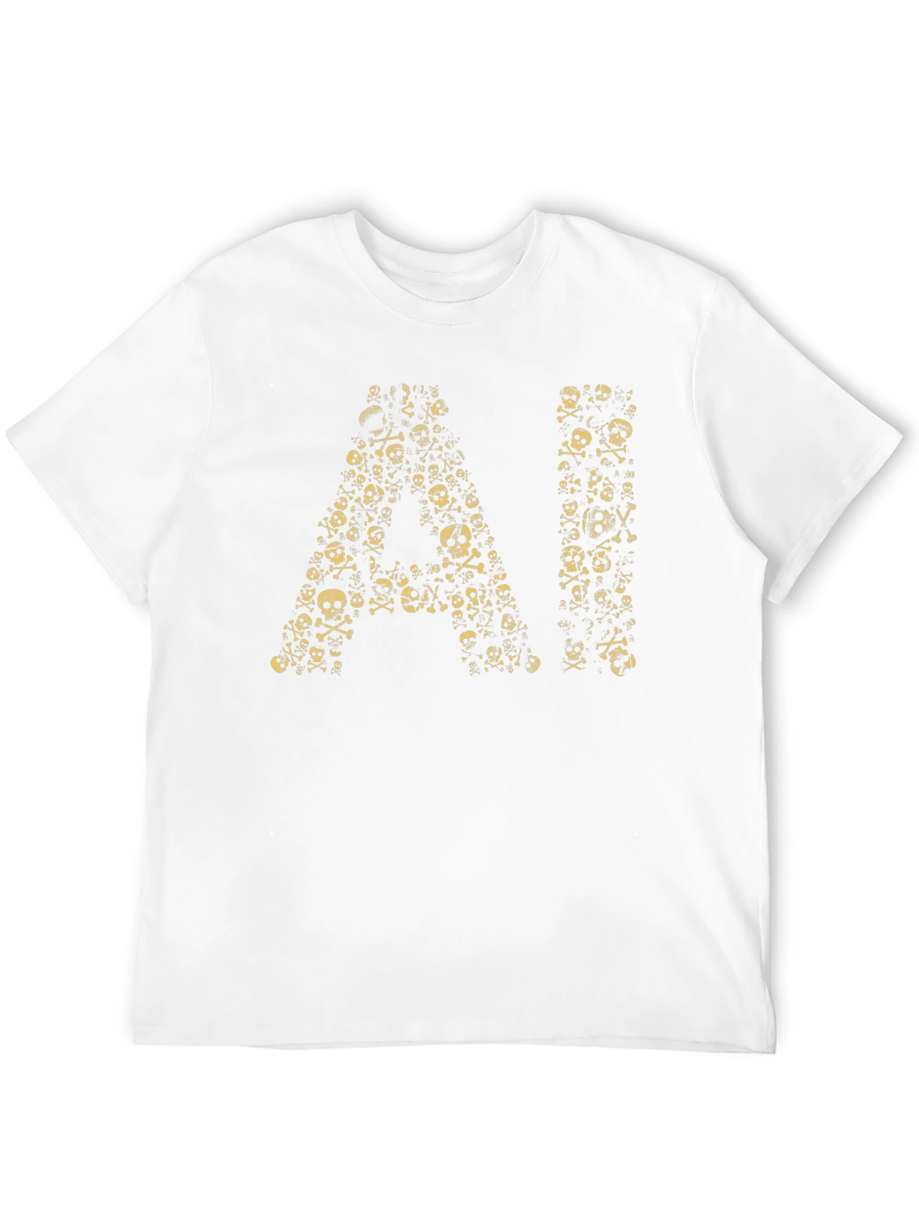 Black AI Skull Graphic T-Shirt - Black Cotton Blend view 12