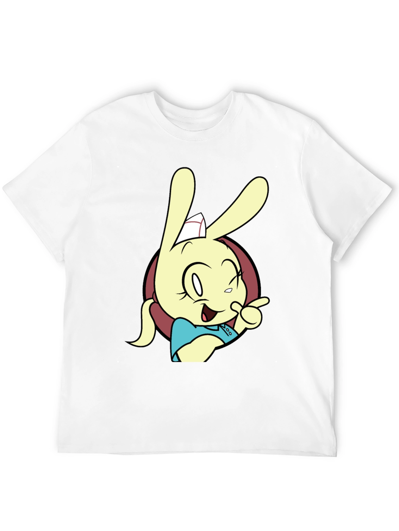 Black Cartoon Rabbit Graphic T-Shirt - Black view 12