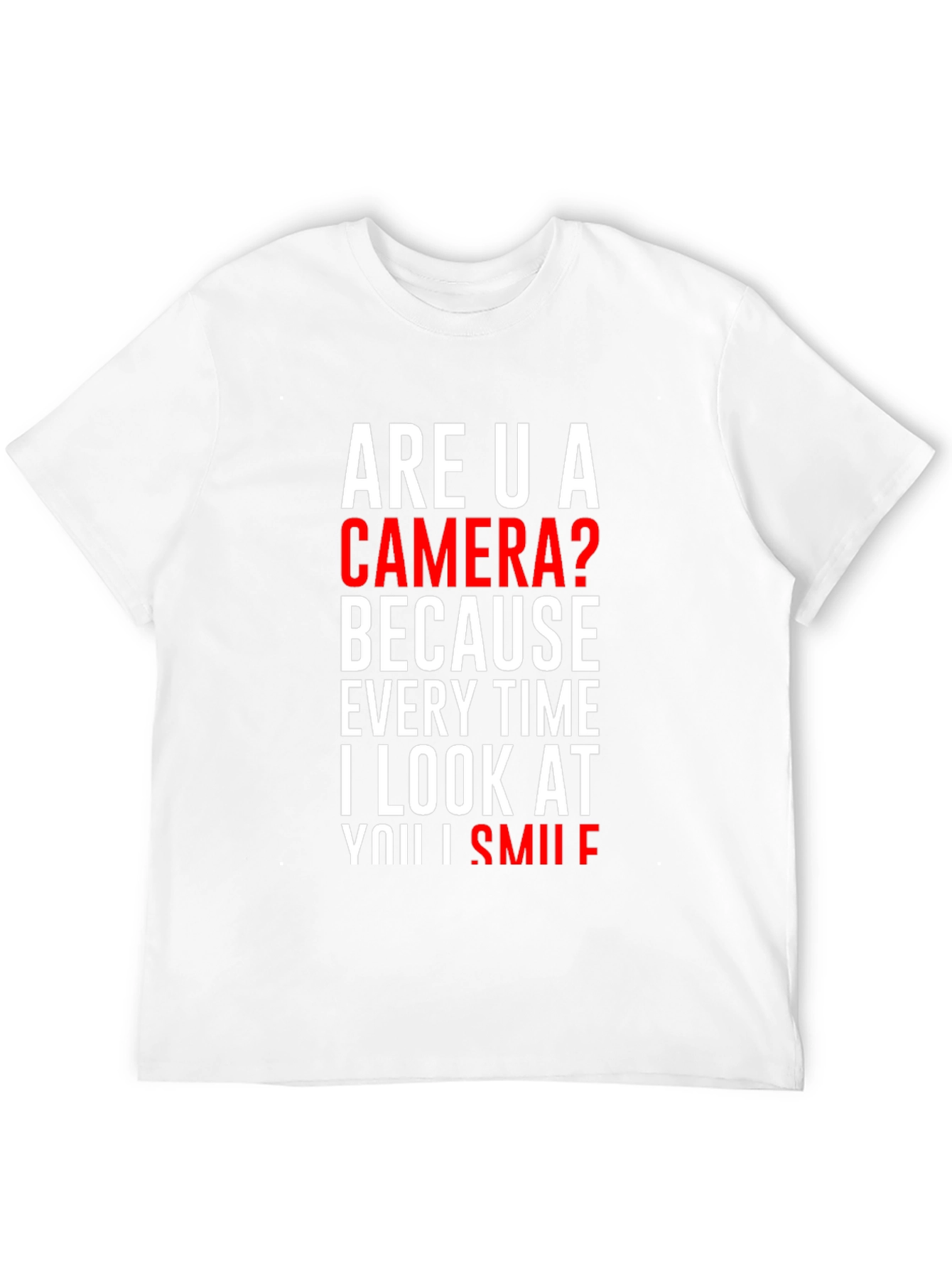 Black Camera Smile T-Shirt: Humorous Pick Up Line Tee view 12