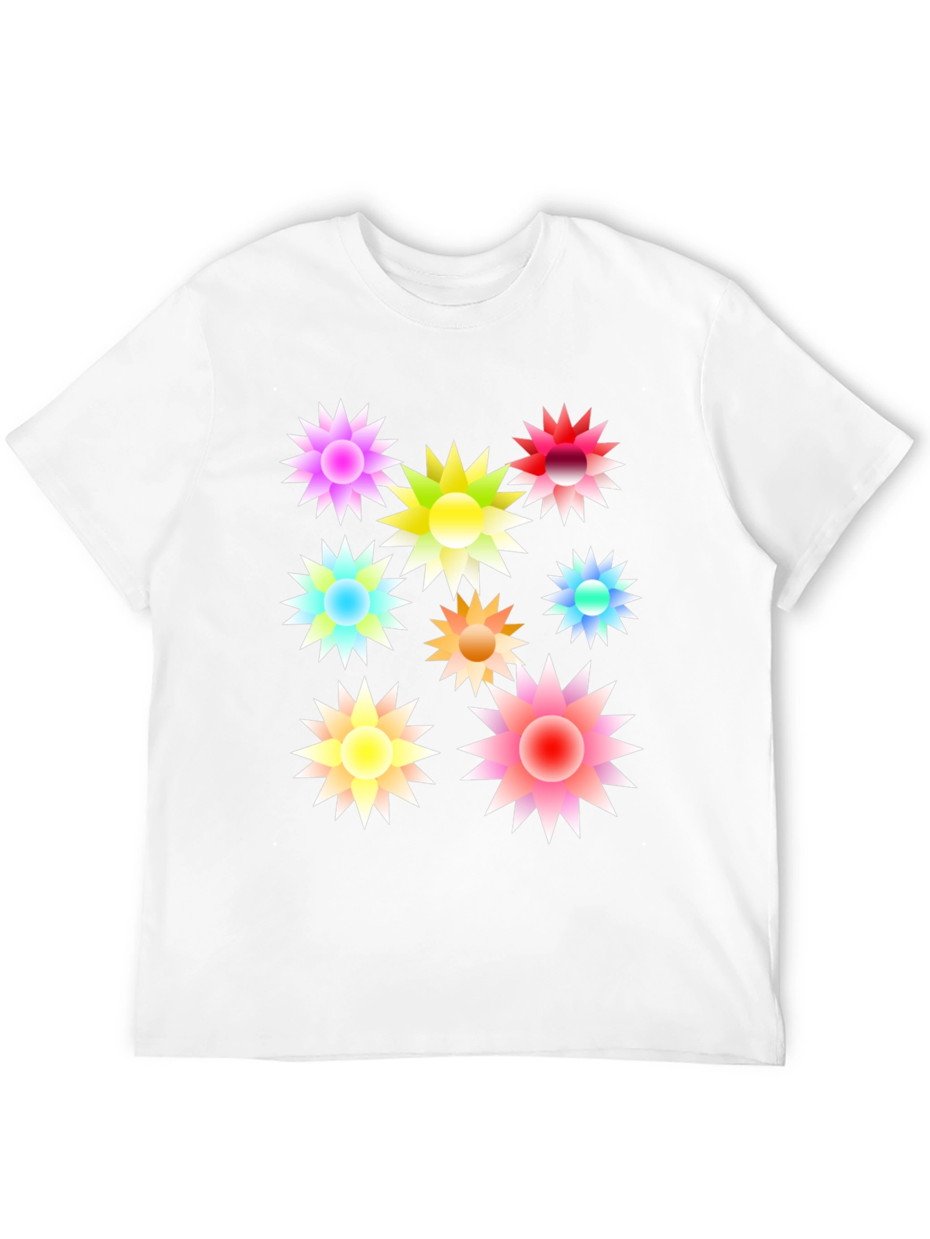 Black Colorful Floral Burst Black T-Shirt view 12