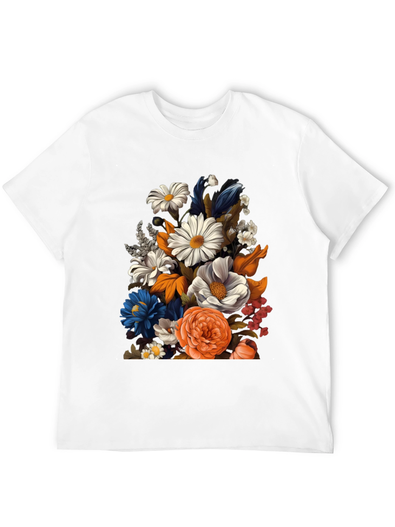 Black Floral Print Black T-Shirt for Men view 12