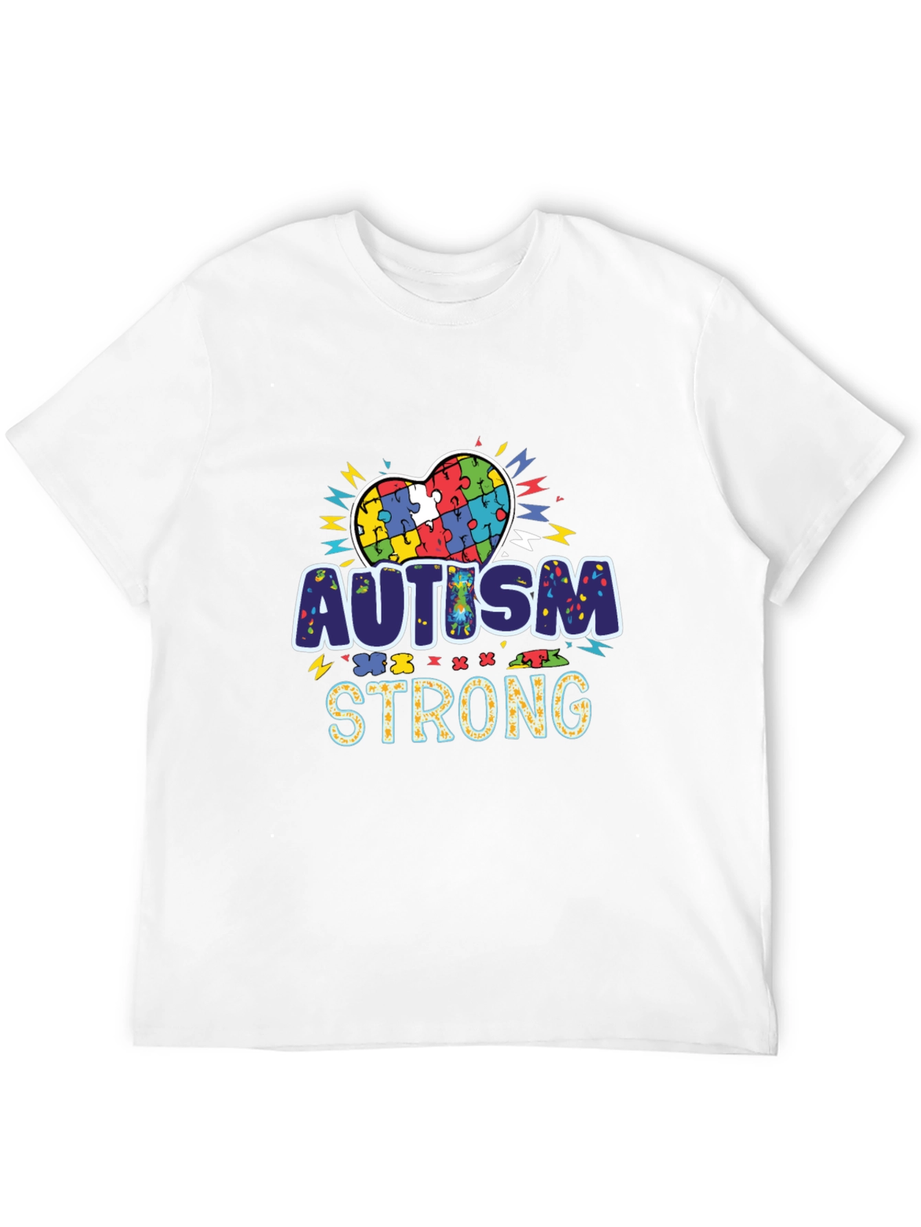 Autism Strong Puzzle Heart Black T-Shirt - 12