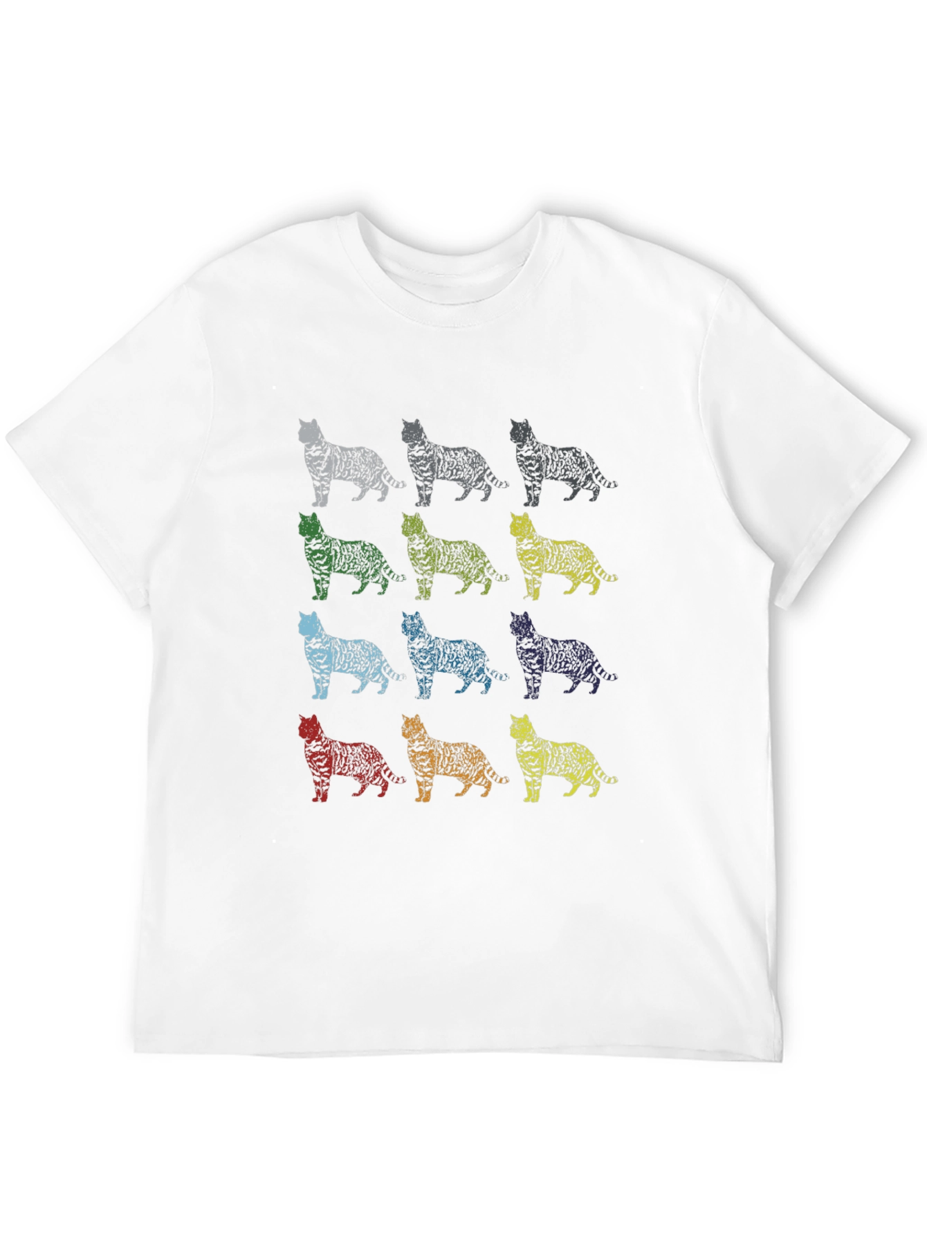 Black Colorful Cat Print T-Shirt - Fun & Unique Design view 12