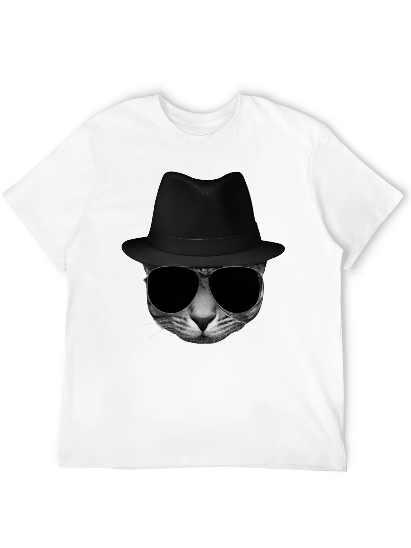 Black Cool Cat in Hat Graphic Tee view 12