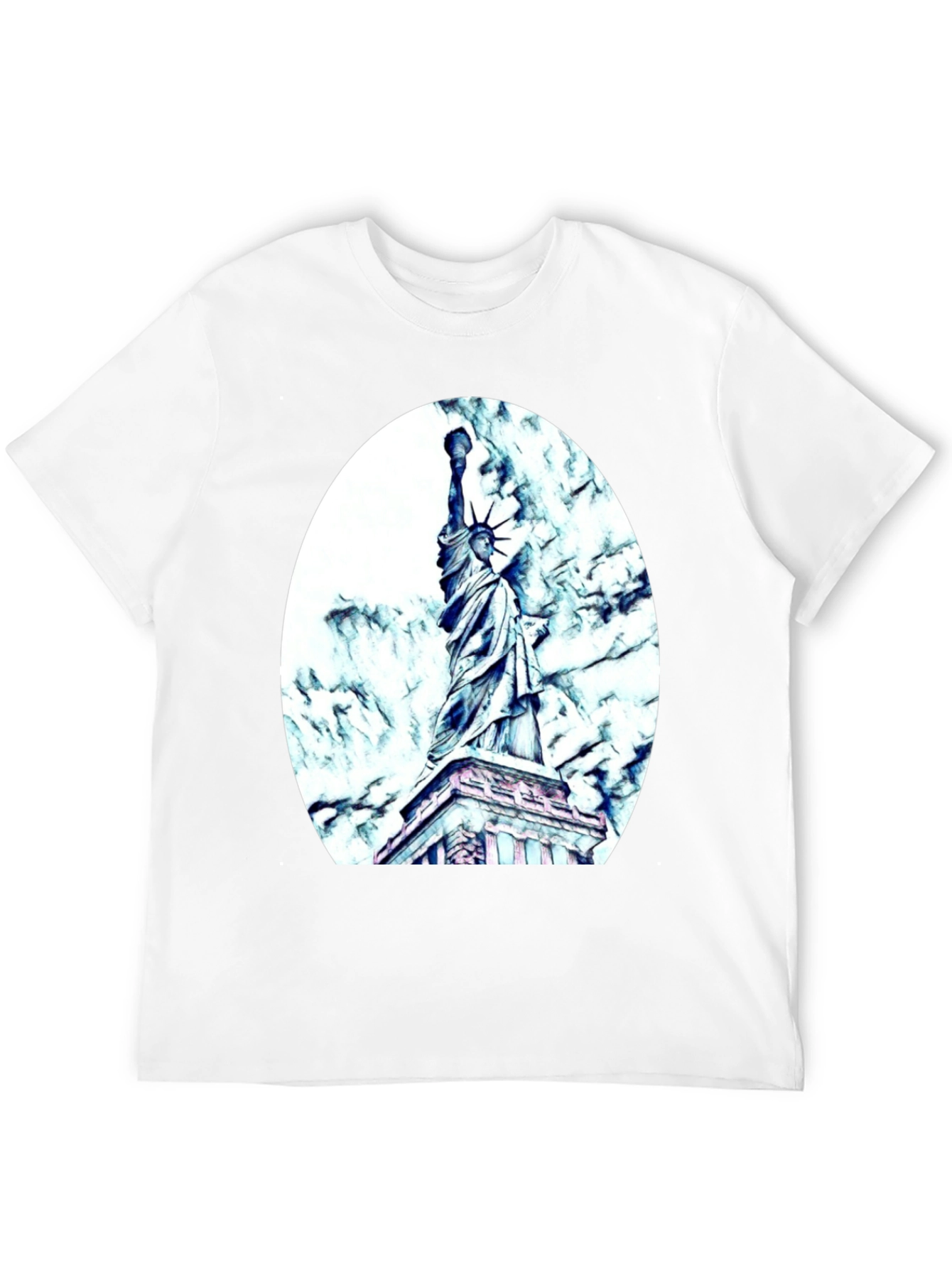 Black Statue of Liberty Graphic Tee - Black Cotton Blend view 12