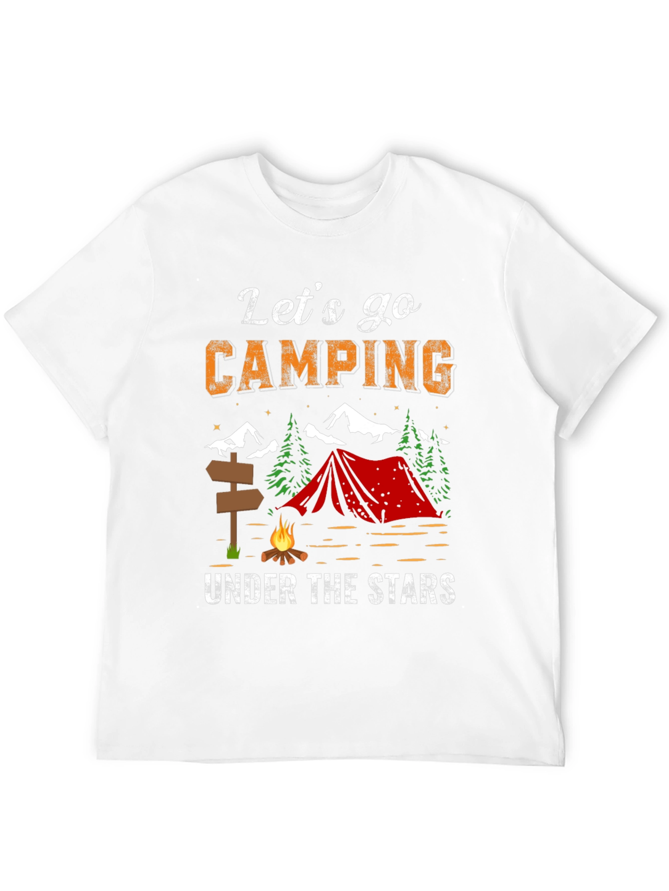 Black Let's Go Camping Under the Stars Black T-Shirt view 12