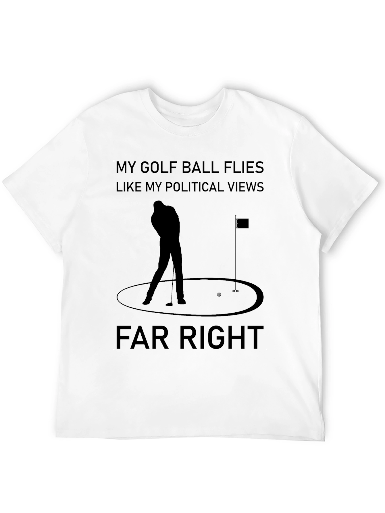 Black Far Right Golf Ball Political Views Graphic T-Shirt view 12