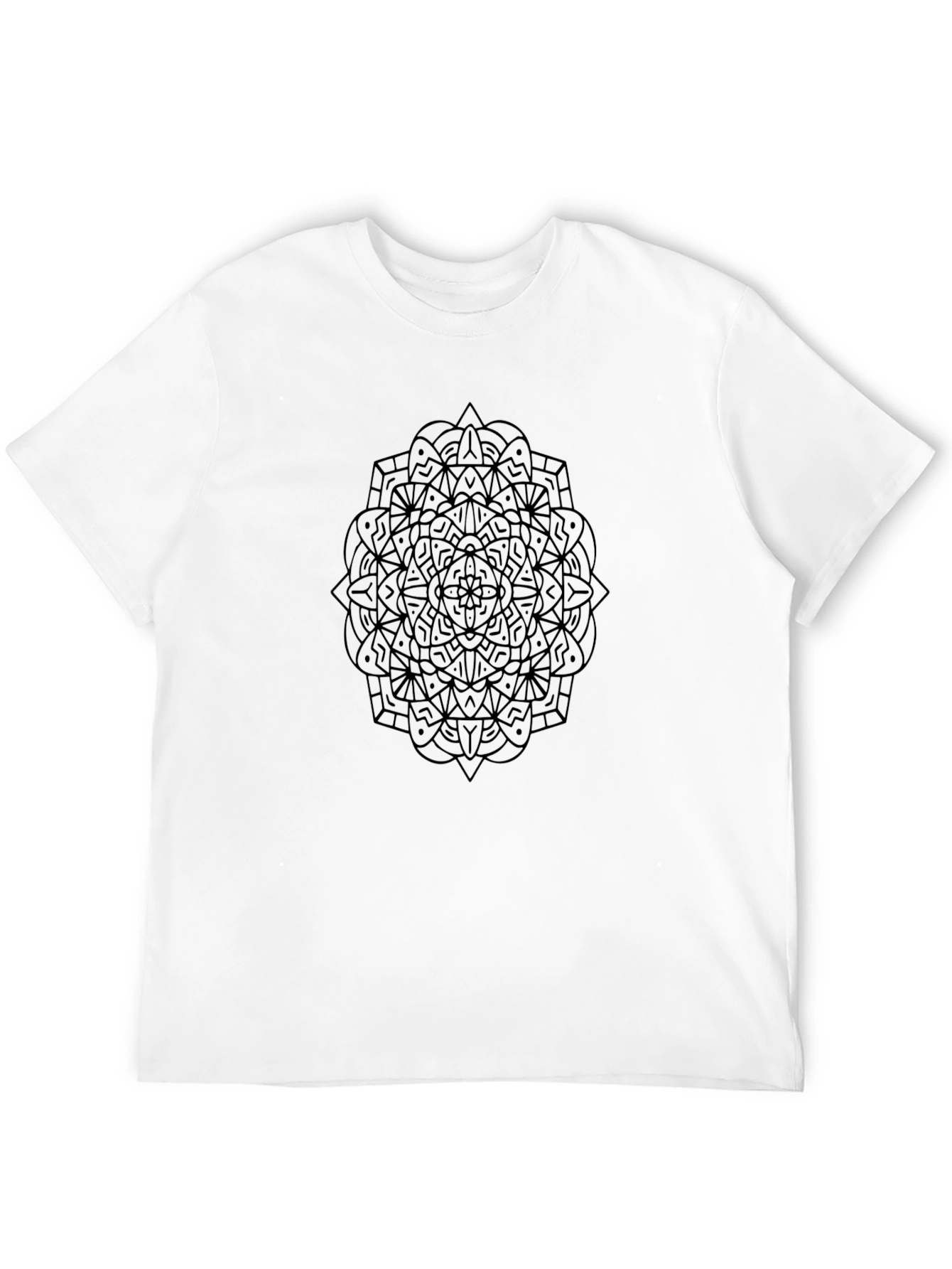 Black Geometric Mandala Graphic Print Black T-Shirt view 12