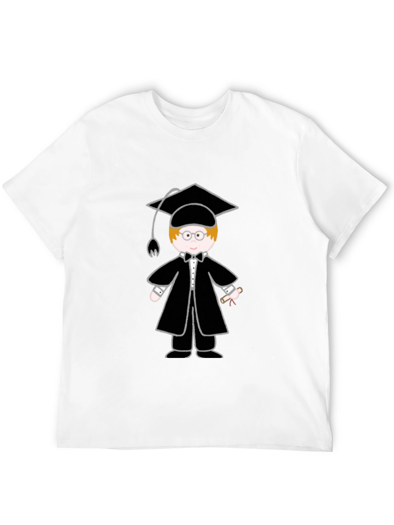 Graduation Cartoon Graphic T-Shirt - Black - 12