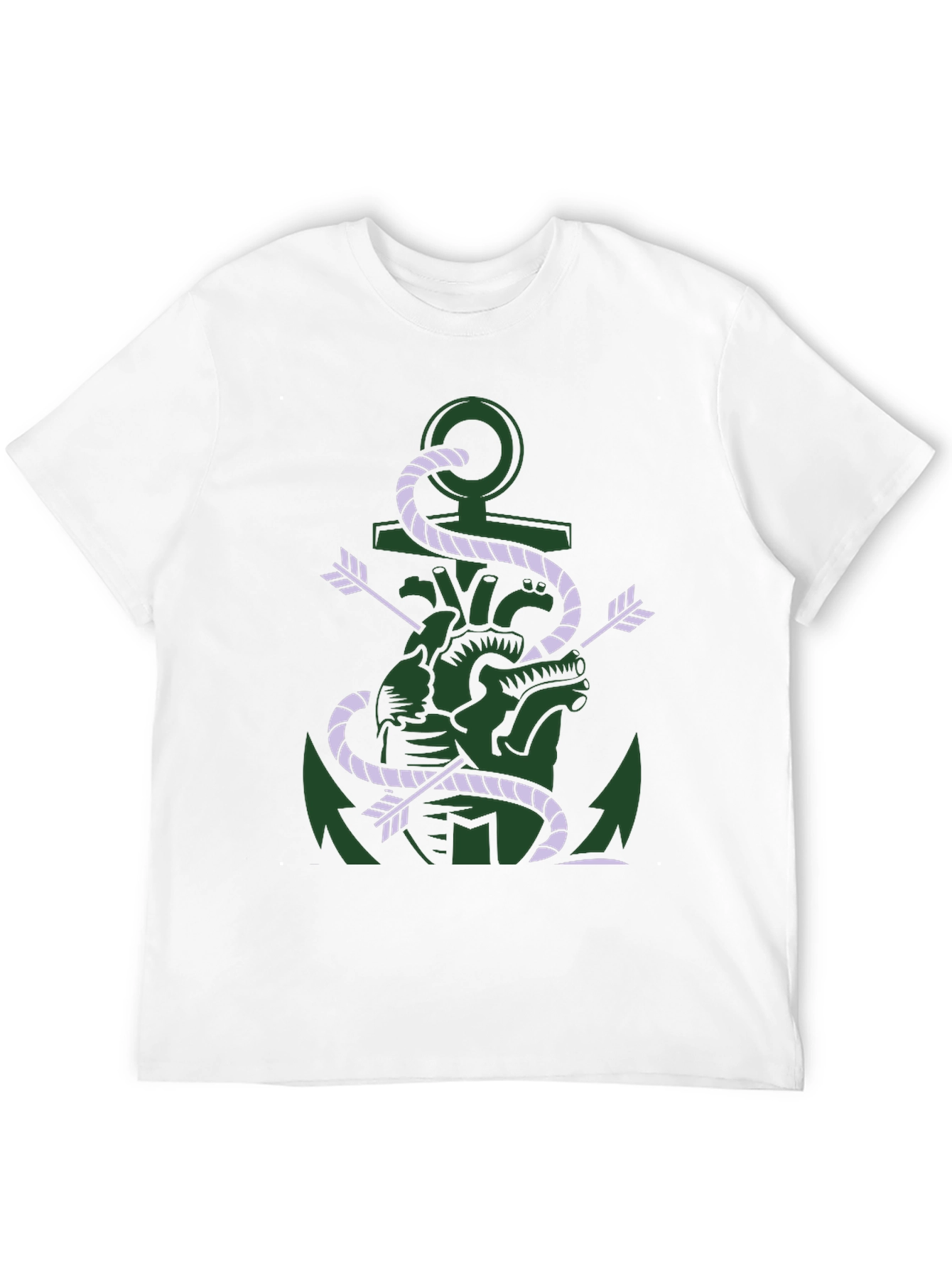 Black Anchor & Heart Graphic T-Shirt - Unique Design view 12