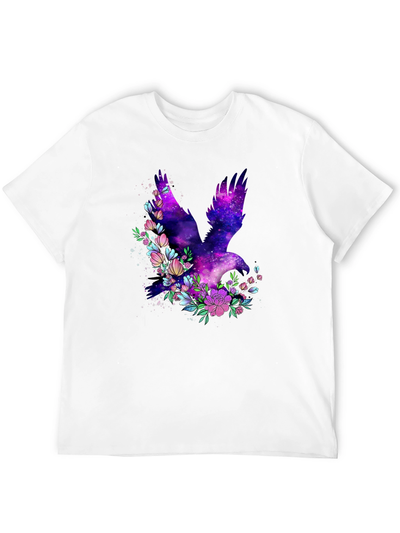 Black Galaxy Bird Floral Graphic T-Shirt view 12