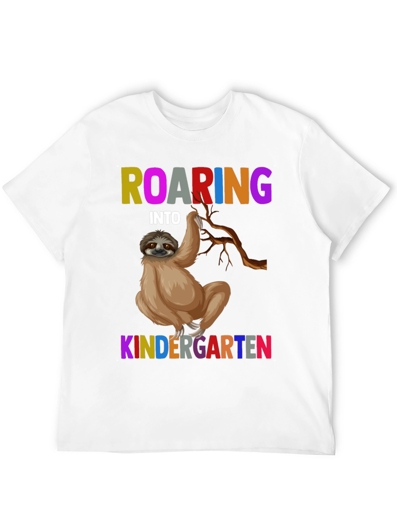 Black Roaring Into Kindergarten Sloth T-Shirt view 12