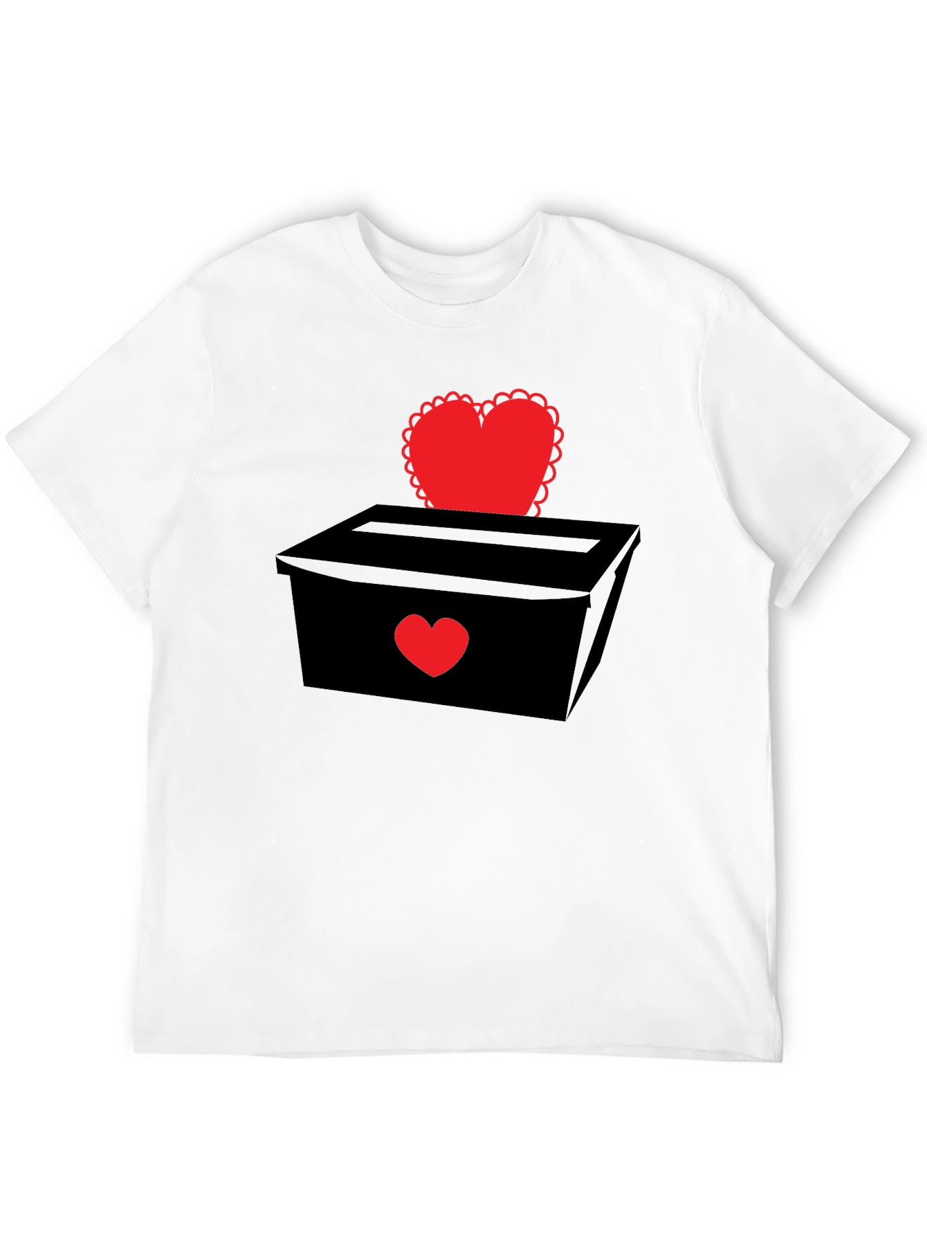 Black Heart Box Graphic T-Shirt - Romantic Valentine's Day Tee view 12