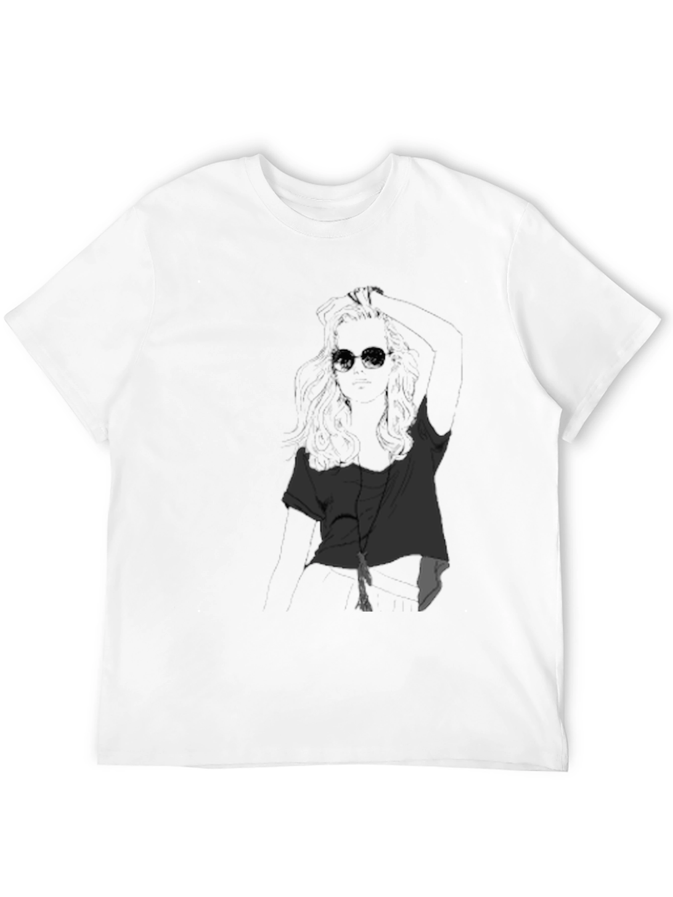 Black Cool Graphic Tee - Woman with Sunglasses Black T-Shirt view 12