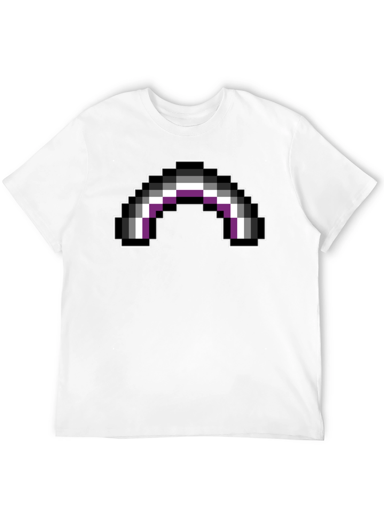 Black Asexual Pride Flag Pixel Art Black T-Shirt view 12
