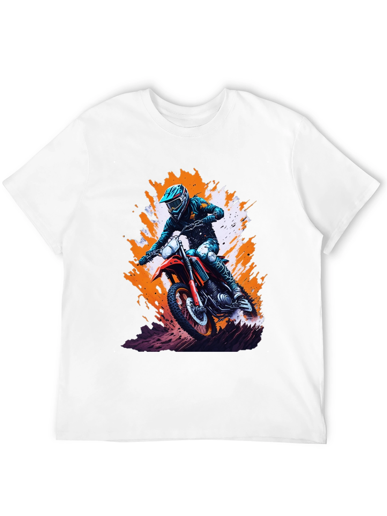 Black Motocross Rider Graphic Tee - Black Cotton Blend Shirt view 12