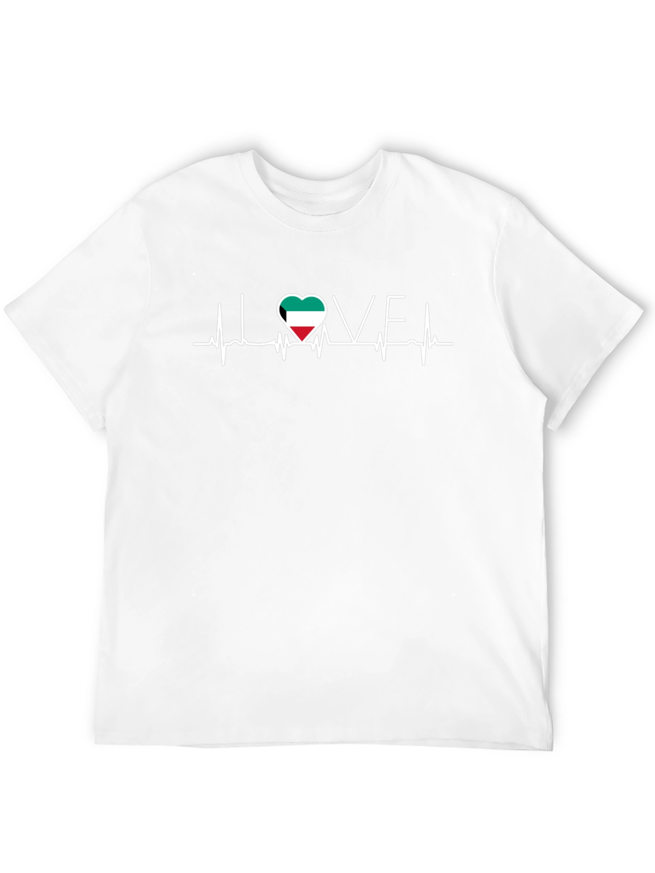 Black Kuwait Flag Heartbeat T-Shirt - I Love Kuwait Tee view 12