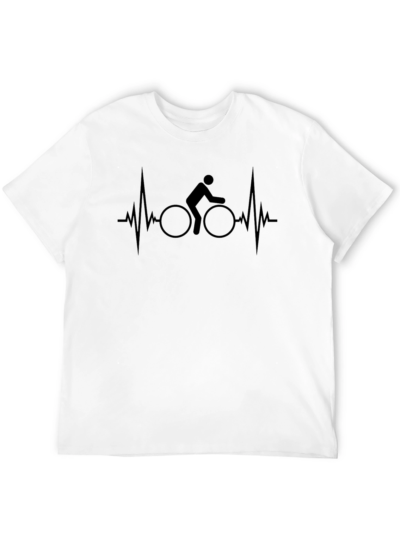 Black Cyclist Heartbeat Graphic Tee - Black Cotton T-Shirt view 12