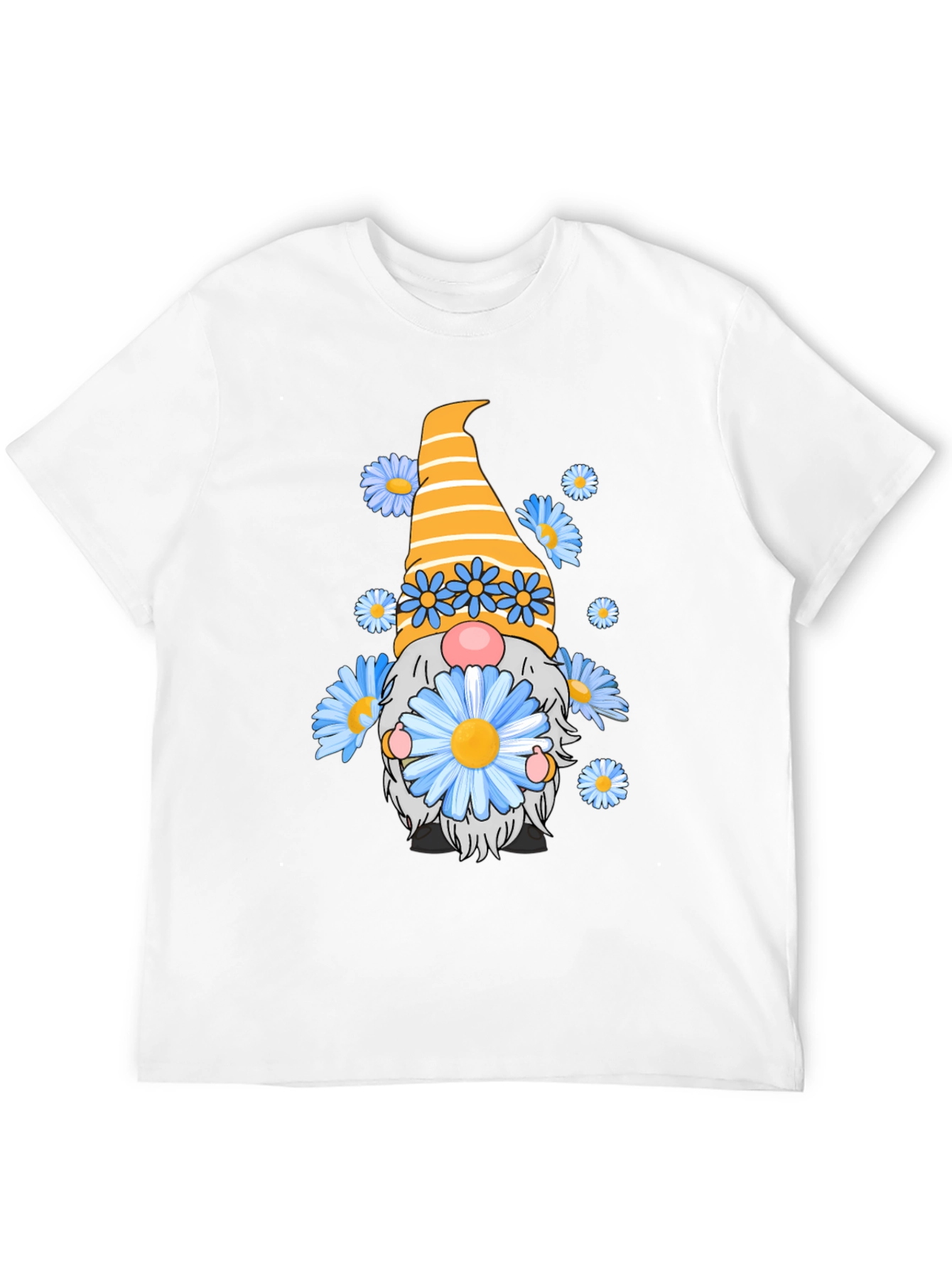 Black Gnome with Flowers Black T-Shirt view 12
