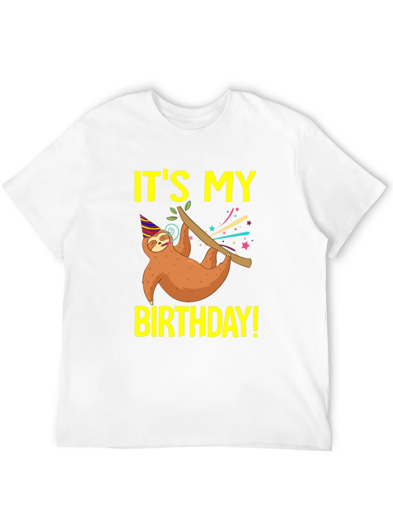 Black It's My Birthday Sloth T-Shirt - Fun Birthday Gift view 12