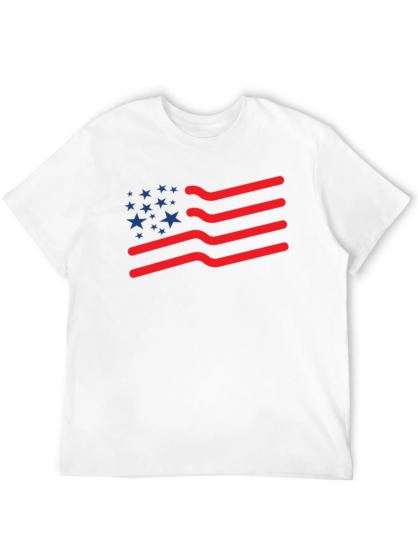Black American Flag T-Shirt: Patriotic Wavy Stripes and Stars Tee view 12