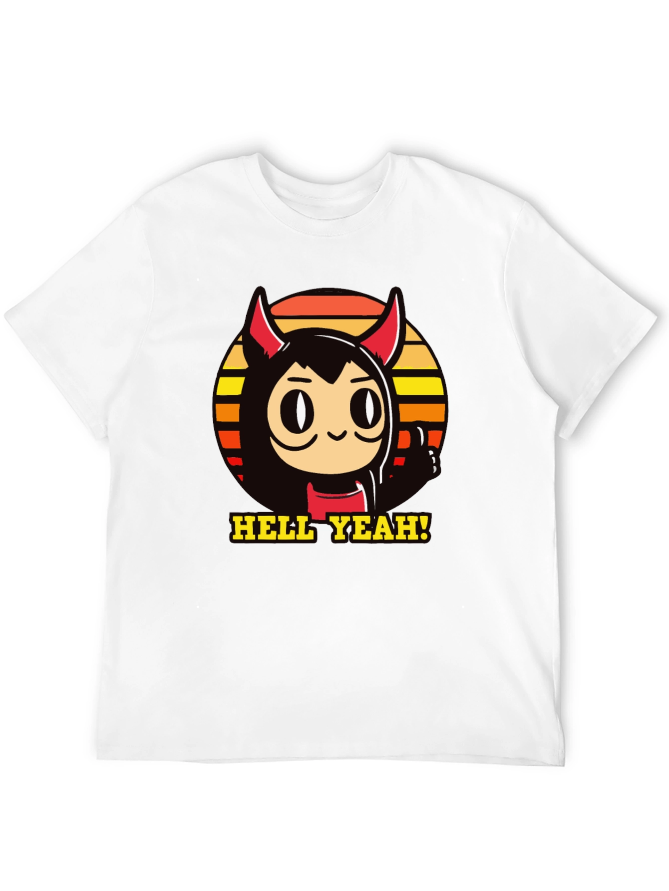 Black Hell Yeah Devil Cartoon Graphic Tee view 12