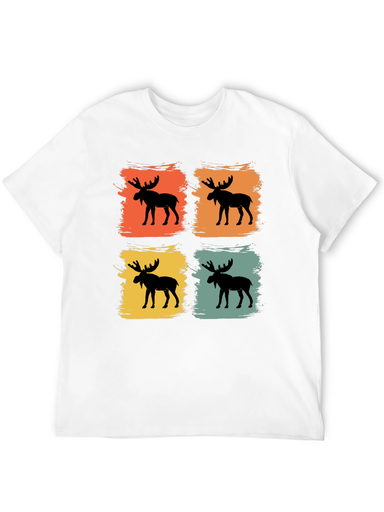 Black Retro Moose Graphic Tee - Black Cotton Blend Shirt view 12