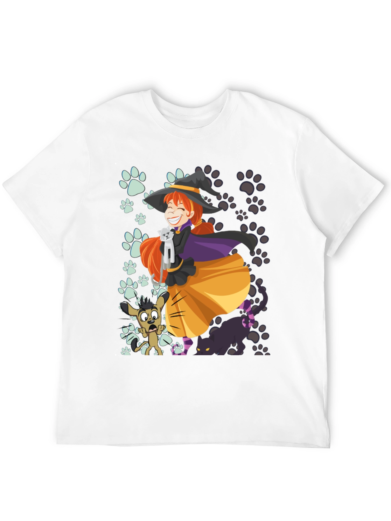 Black Witch and Pets T-Shirt view 12