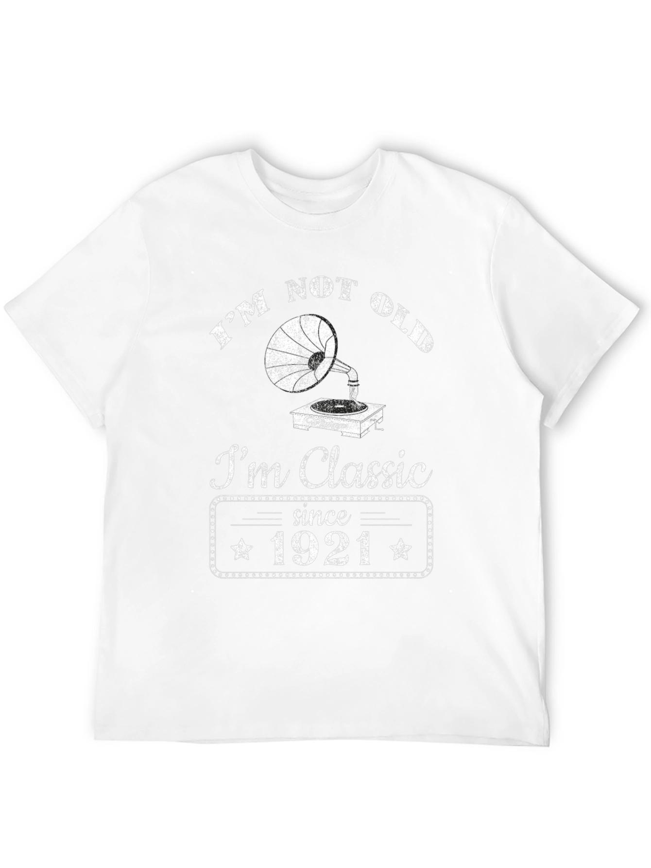 Black Vintage Style 'I'm Classic Since 1921' Black T-Shirt view 12