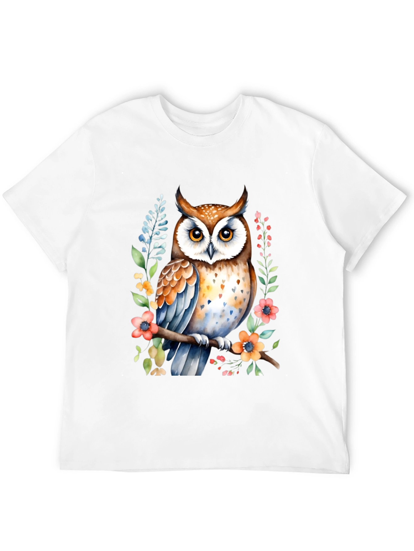 Black Owl Watercolor Graphic Tee - Unique Floral Design view 12